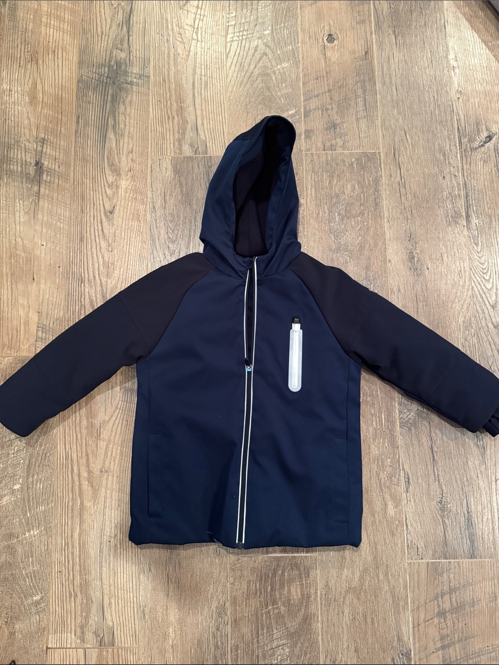 J Brand Kids Hooded Navy Jacket with Reflective Zipper Size 6A